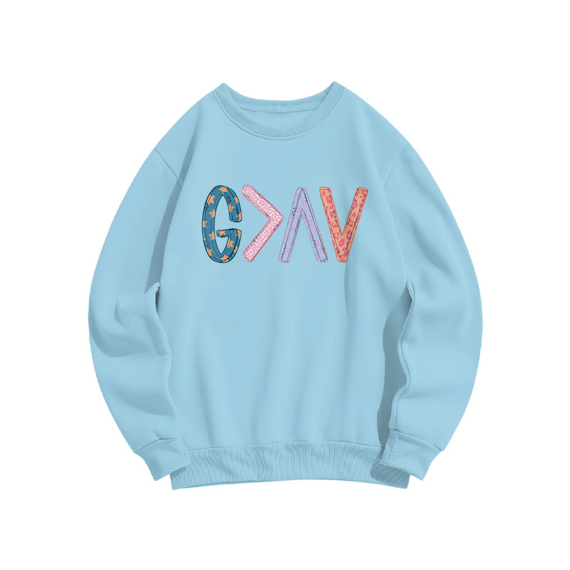 God Is Greater Than The Highs And Lows Print Sweatshirt - Blue - US16-18(2XL) - image 6