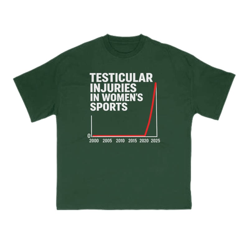 Testicular Injuries In Women's Sports Print T-shirt - Green - US16-18(2XL) - image 8