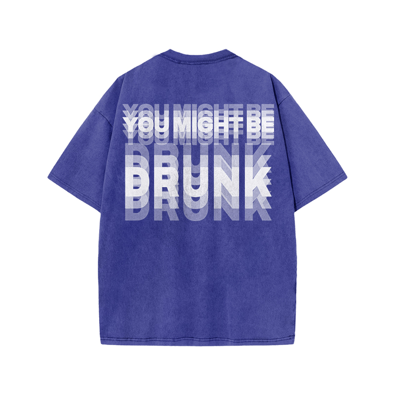 You Might Be Drunk Glitch Effect Print Acid Washed T-shirt - Blue - US20-22(3XL) - image 7