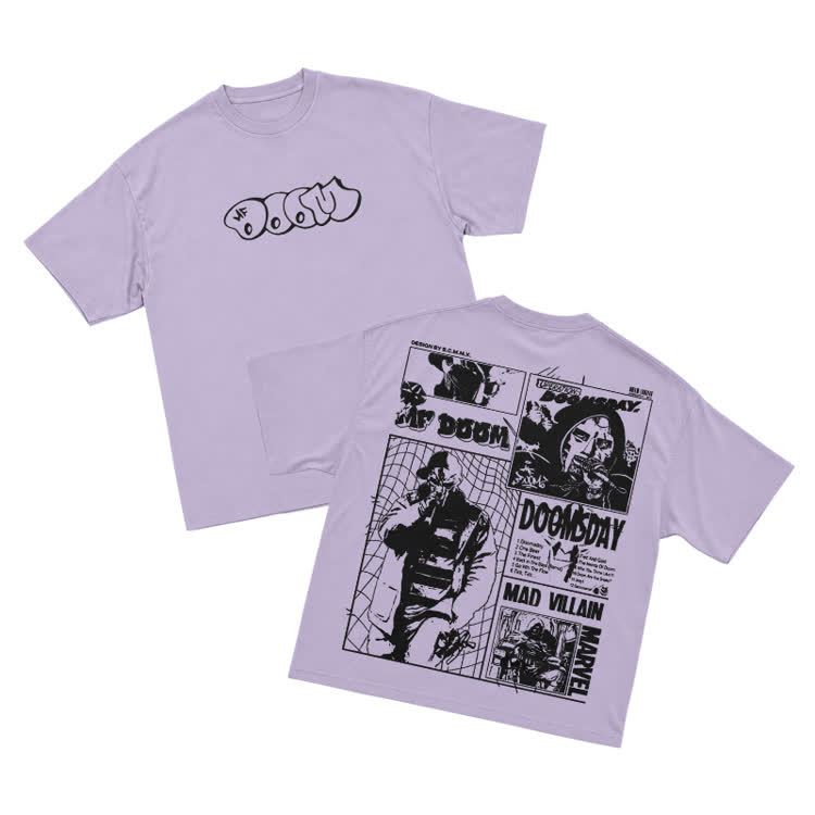 Vintage Streetwear Comic Panel Graphic Print T-Shirt - Purple - US16-18(2XL) - image 9