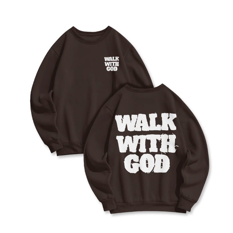 Unisex Walk With God Print Sweatshirt - Coffee - US16-18(2XL) - image 7