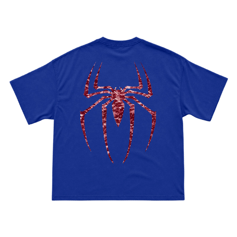 Street Style Spider Back Print Short Sleeve T-Shirt - Blue - US16-18(2XL) - image 14