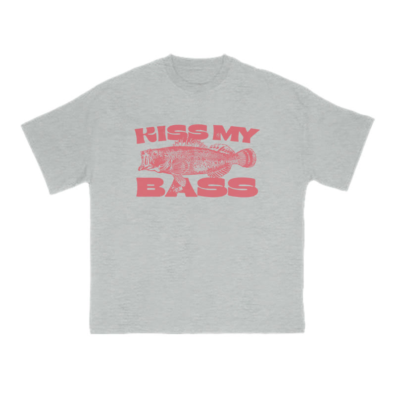 Kiss My Bass Print T-shirt - Grey - US16-18(2XL) - image 3