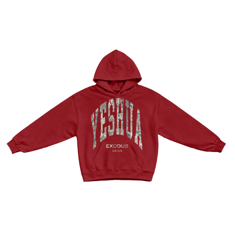 Dead Leaves Camouflage Yahweh Exodus 14:14 Print Causal Hoodie - Red - US16-18(2XL) - image 8