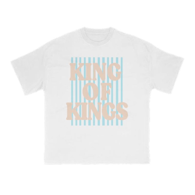 Unisex 100% Cotton King Of Kings Stripes Print T-shirt - White - US16-18(2XL) - image 5