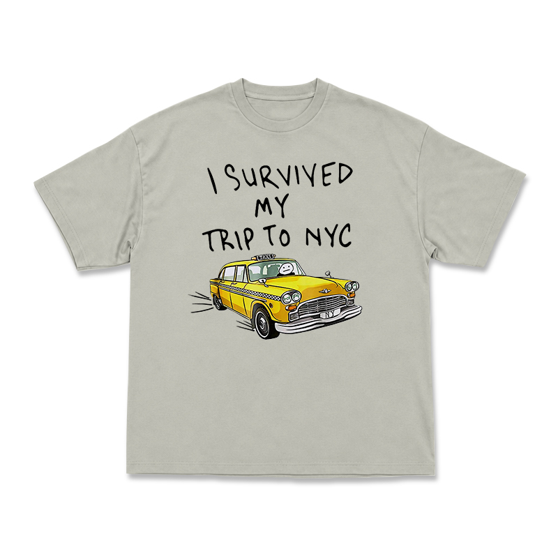 Casual I Survived My Trip to NYC Taxi Graphic T-Shirt - Warm Grey - US16-18(2XL) - image 5