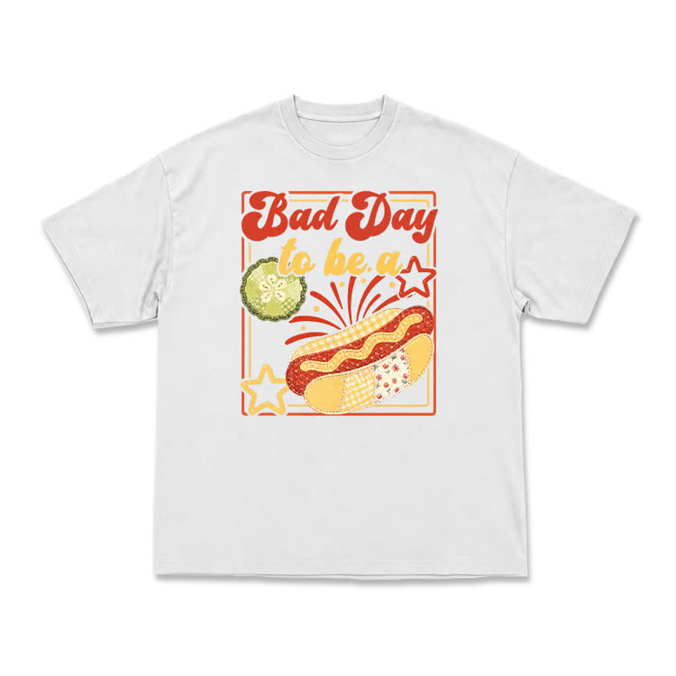 Bad Day to Be a Hot Dog Graphic Casual T-Shirt - White - US16-18(2XL) - image 3