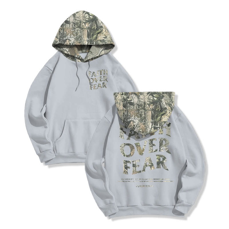 Faith Over Fear Dead Leaves Camouflage Print Hoodie - Grey - US28-30(4XL) - image 4