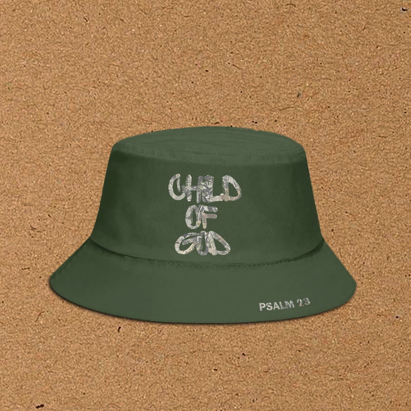 Dead Leaves Camouflage Child Of God Print Bucket Hat - Army Green - XL(62cm) - image 5