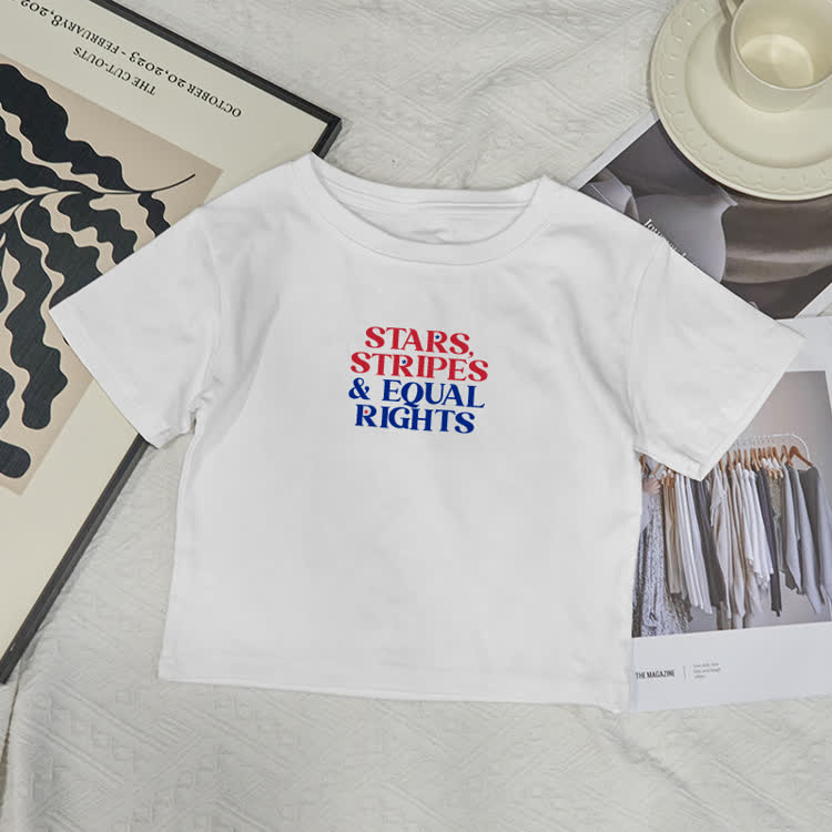 Stars Stripes & Eoual Rights Print Baby Tee - White - XL - image 3