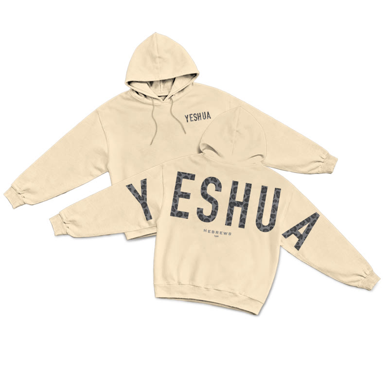 Leopard Design Yeshua Hebrews 13:8 Print Hoodie - Apricot - US16-18(2XL) - image 4