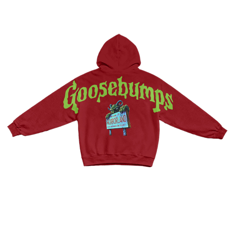 Retro Goosebumps Horrorland Back Print Long Sleeve Hoodie - Red - US16-18(2XL) - image 6