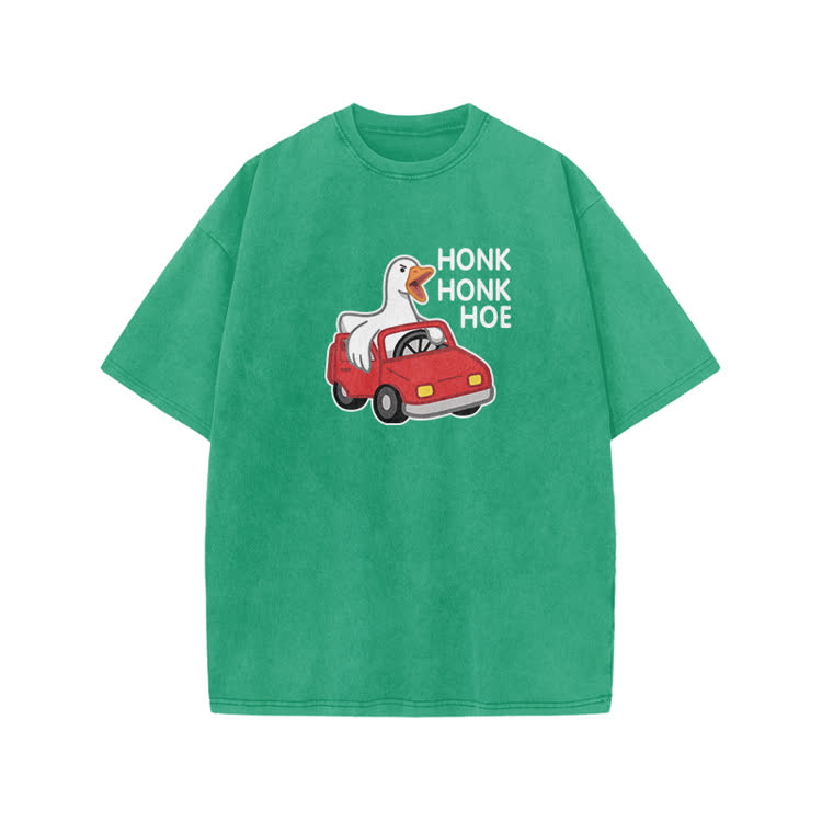 Vintage Honk Honk Hoe Goose Graphic Print Acid Washed T-shirt - Green - US20-22(3XL) - image 5