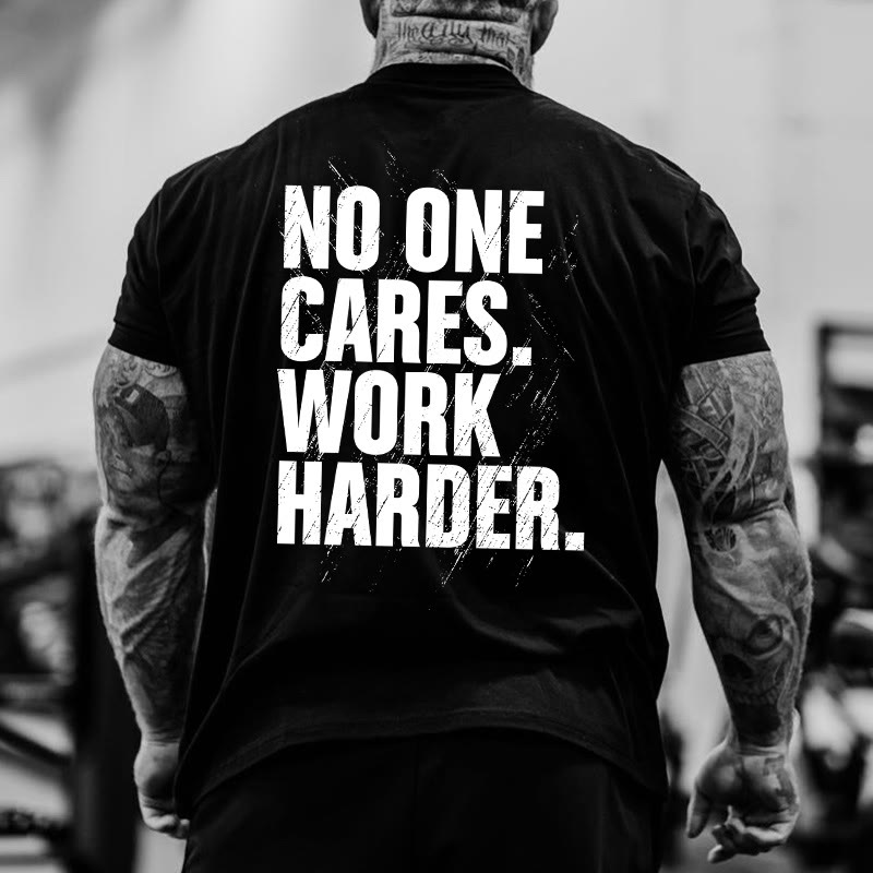 Gym 100% Cotton No One Cares Work Harder Print T-shirt - image 5