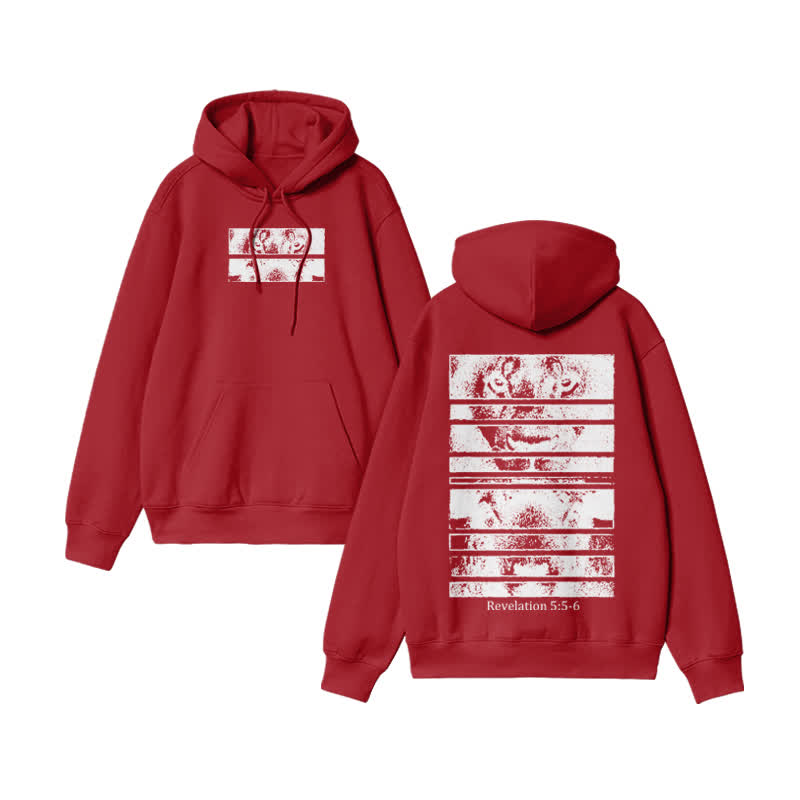 Unisex Revelation 5:5-6 Print hoodie - Red - US16-18(2XL) - image 8