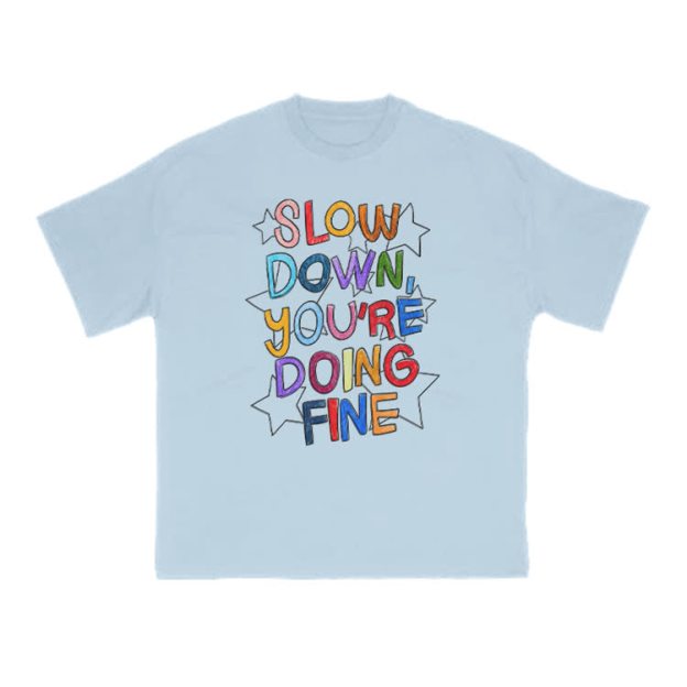 Slow Down, You're Doing Fine Print T-shirt - Light Blue - US16-18(2XL) - image 8