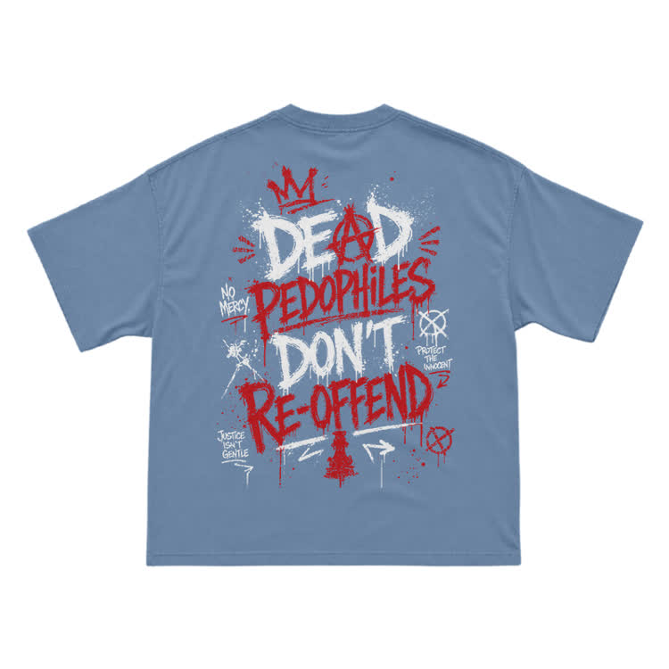 Street Punk Graffiti Back Print T-Shirt - Dusty Blue - US16-18(2XL) - image 4