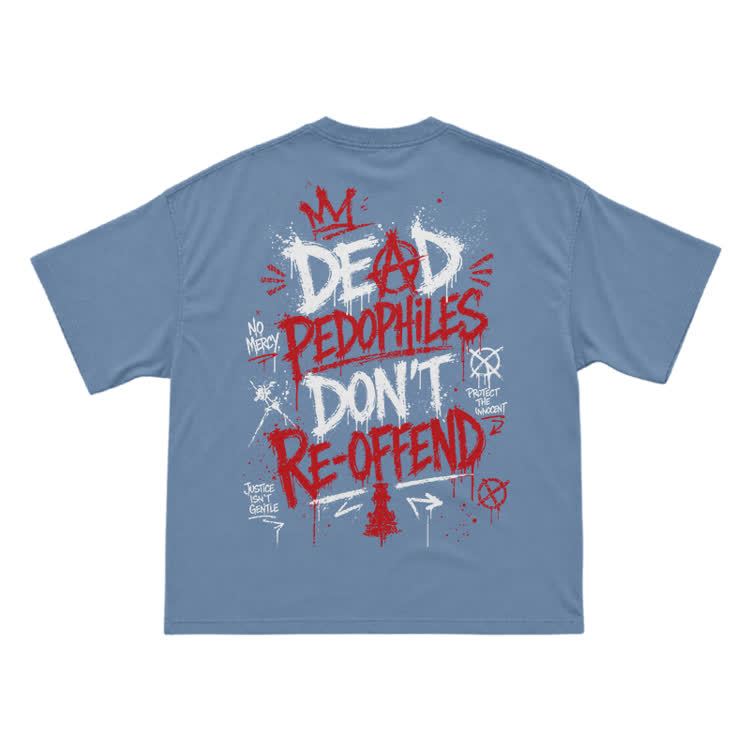 Street Punk Graffiti Back Print T-Shirt - Dusty Blue - US16-18(2XL) - image 4