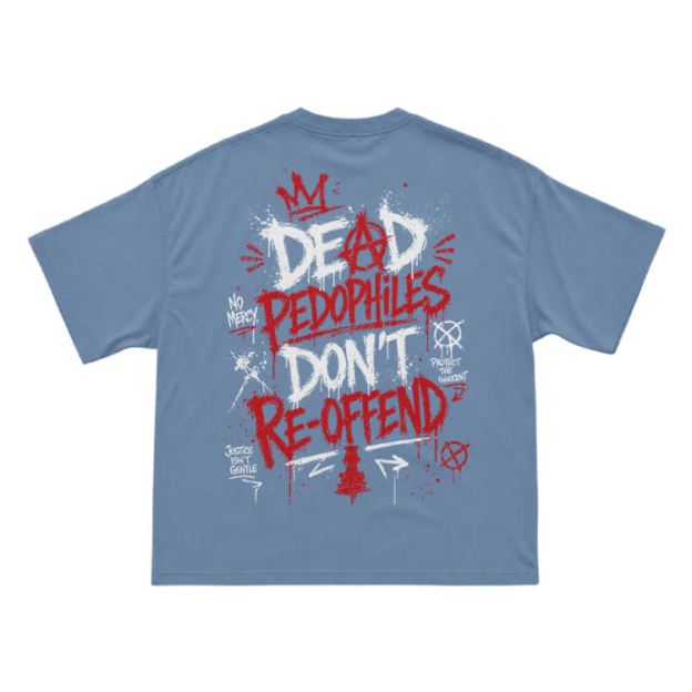 Street Punk Graffiti Back Print T-Shirt - Dusty Blue - US16-18(2XL) - image 4