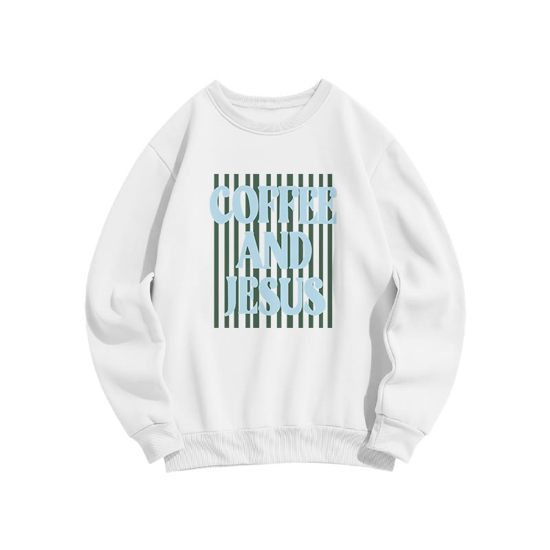 Unisex 100% Cotton Coffee And Jesus Print Sweatshirt - White - US16-18(2XL) - image 4