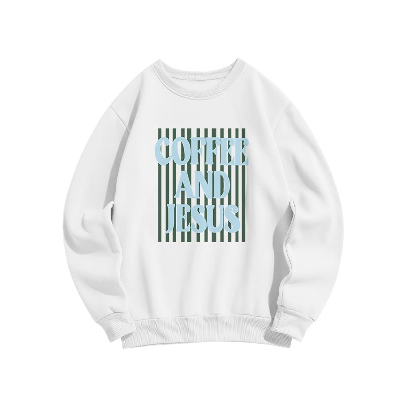 Unisex 100% Cotton Coffee And Jesus Print Sweatshirt - White - US16-18(2XL) - image 4