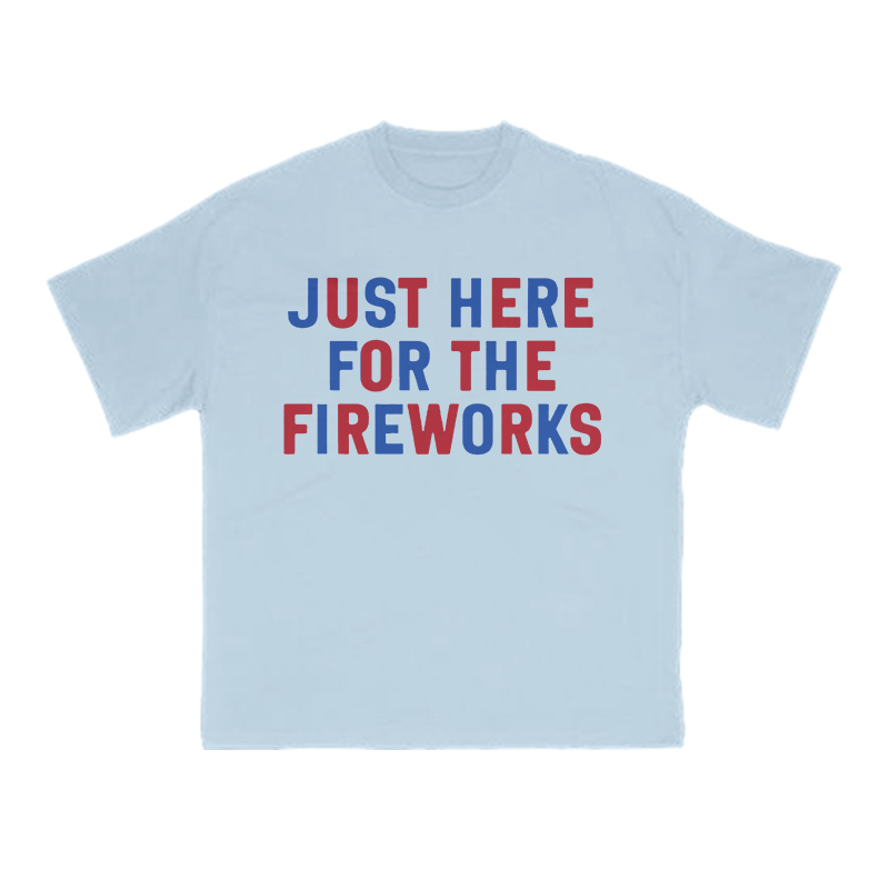 Just Here For The Fireworks Print T-shirt - Light Blue - US16-18(2XL) - image 11