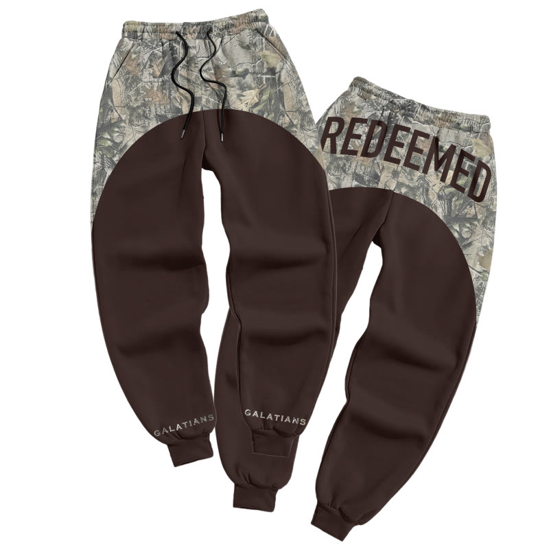 Redeemed Dead Leaves Camouflage Print Causal Pants - Coffee - 5XL - image 4