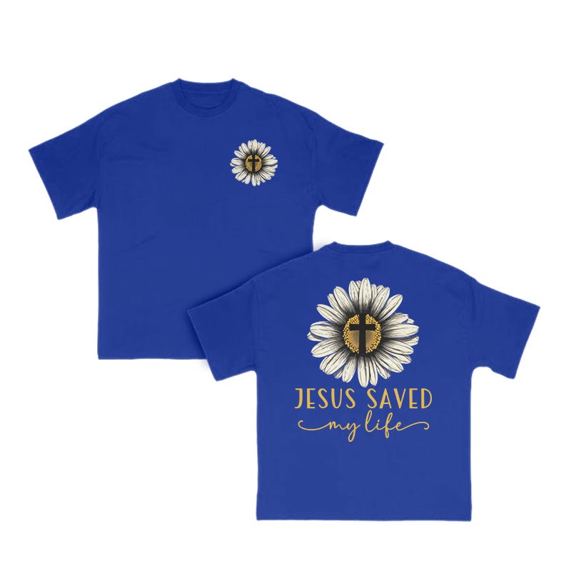 Unisex 100% Cotton Jesus Saved My Life Print T-shirt - Blue - US16-18(2XL) - image 9