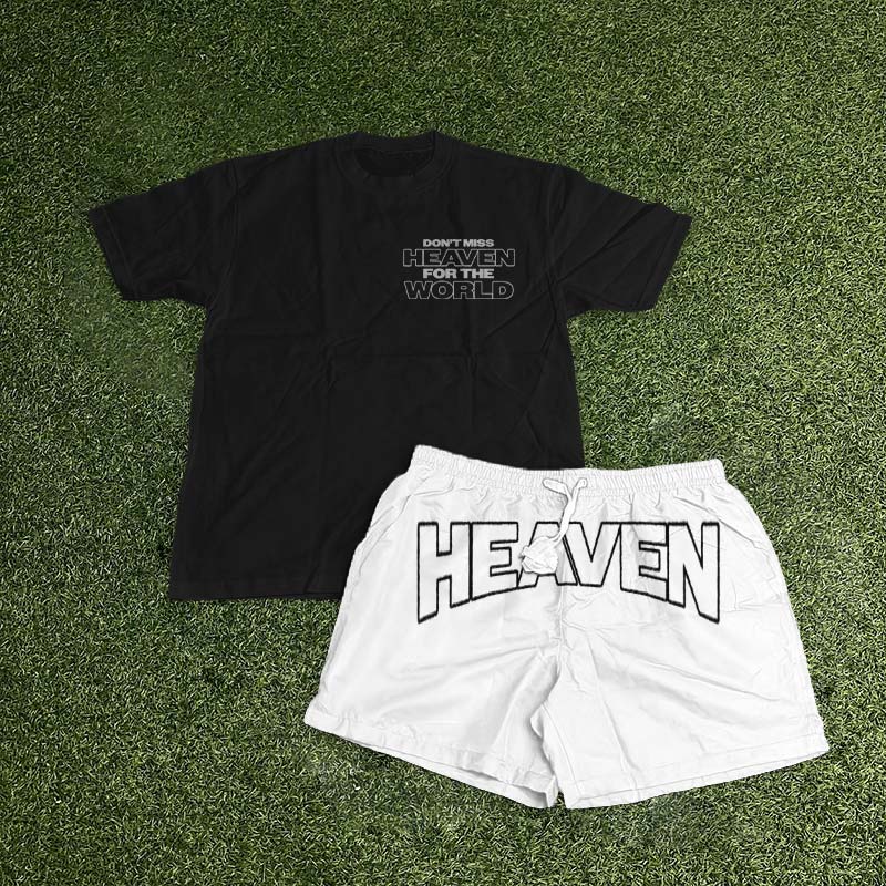 Don't Miss Heaven For The World Print T-shirt Set