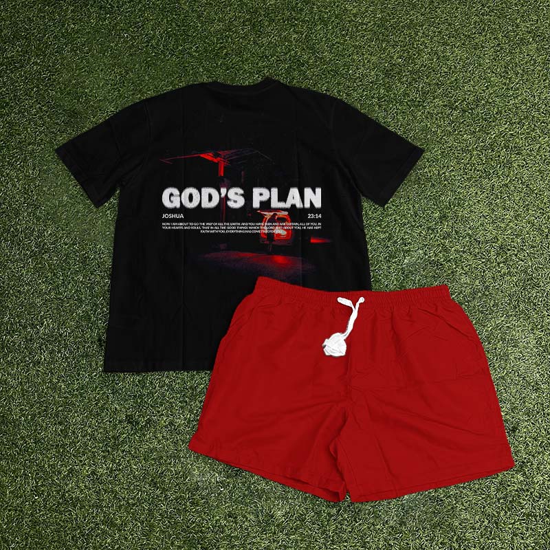 God's Plan Print T-shirt Set