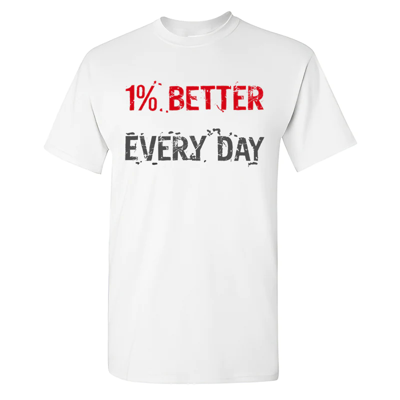 1% Better Every Day Printed T-shirt - White - 2XL - image 2