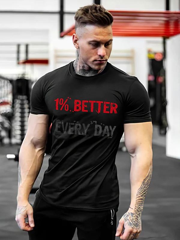 1% Better Every Day Printed T-shirt - Black - 2XL - image 1