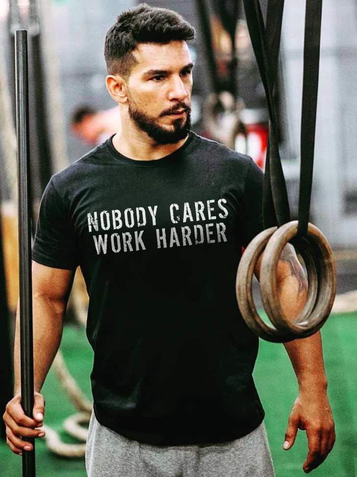 Nobody Cares Work Harder Men's T-shirt - Black - 2XL - image 1