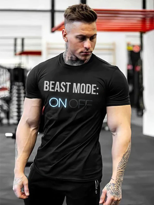 Beast Mode_ On Off Printed T-shirt - Black - 2XL - image 1
