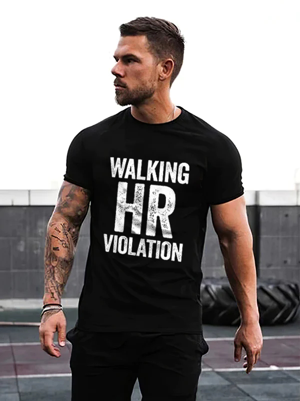 Walking Hr Violation Print Men's T-shirt - Black - 2XL - image 1