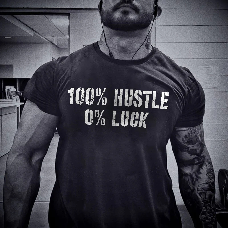 100_ Hustle 0_ Luck Printed Men's T-shirt - Black - 2XL - image 1