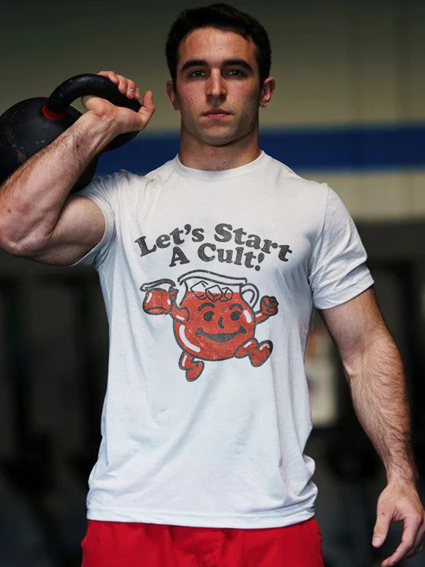 Let's Start A Cult! Print Men's T-shirt - White - 2XL - image 1