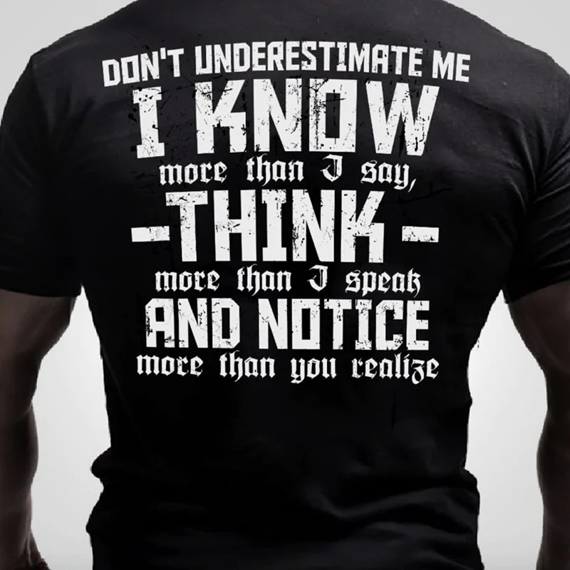 Don't Underestimate Me I Know Printed Men's T-shirt - Black - 2XL - image 1