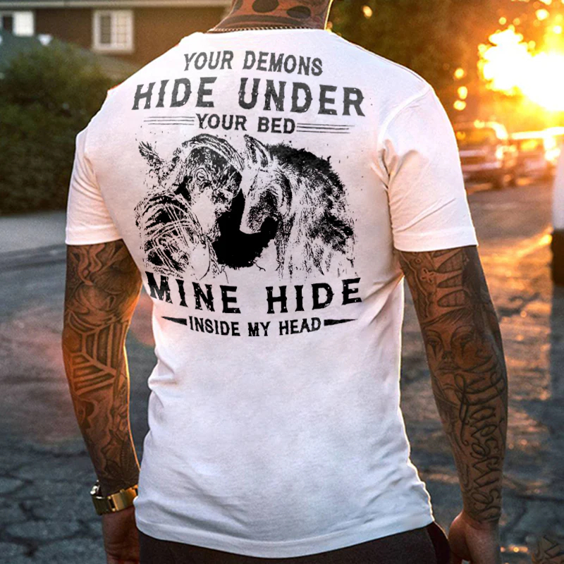 Viking Your Demons Hide Under You Bed T-shirt - White - 2XL - image 2