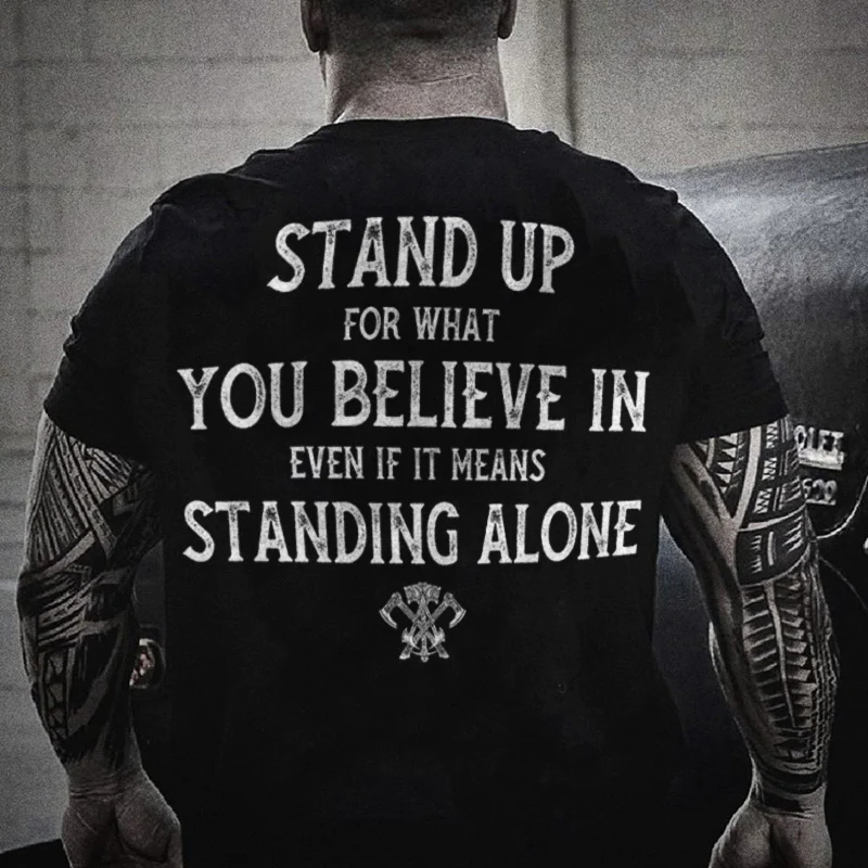 Stand Up For What Printed Men's T-shirt - Black - 2XL - image 1