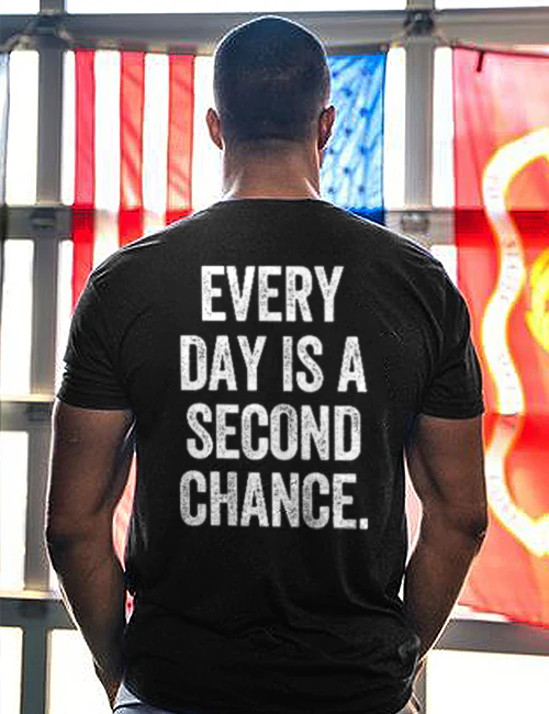 Every Day Is A Second Chance Printed Men's T-shirt - Black - 2XL - image 1