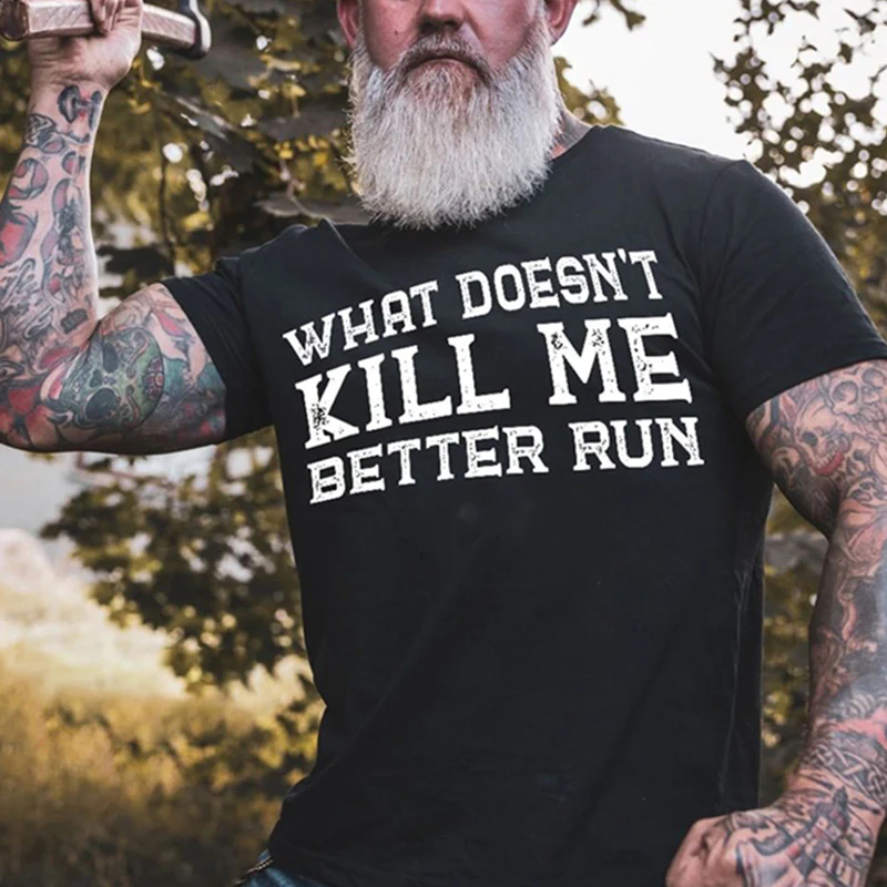 Viking What Doesn't Kill Me Better Run Printed Men's T-shirt - Black - 2XL - image 1