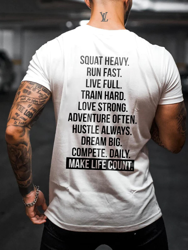 Make Life Count Printed Men's T-shirt - White - 2XL - image 1