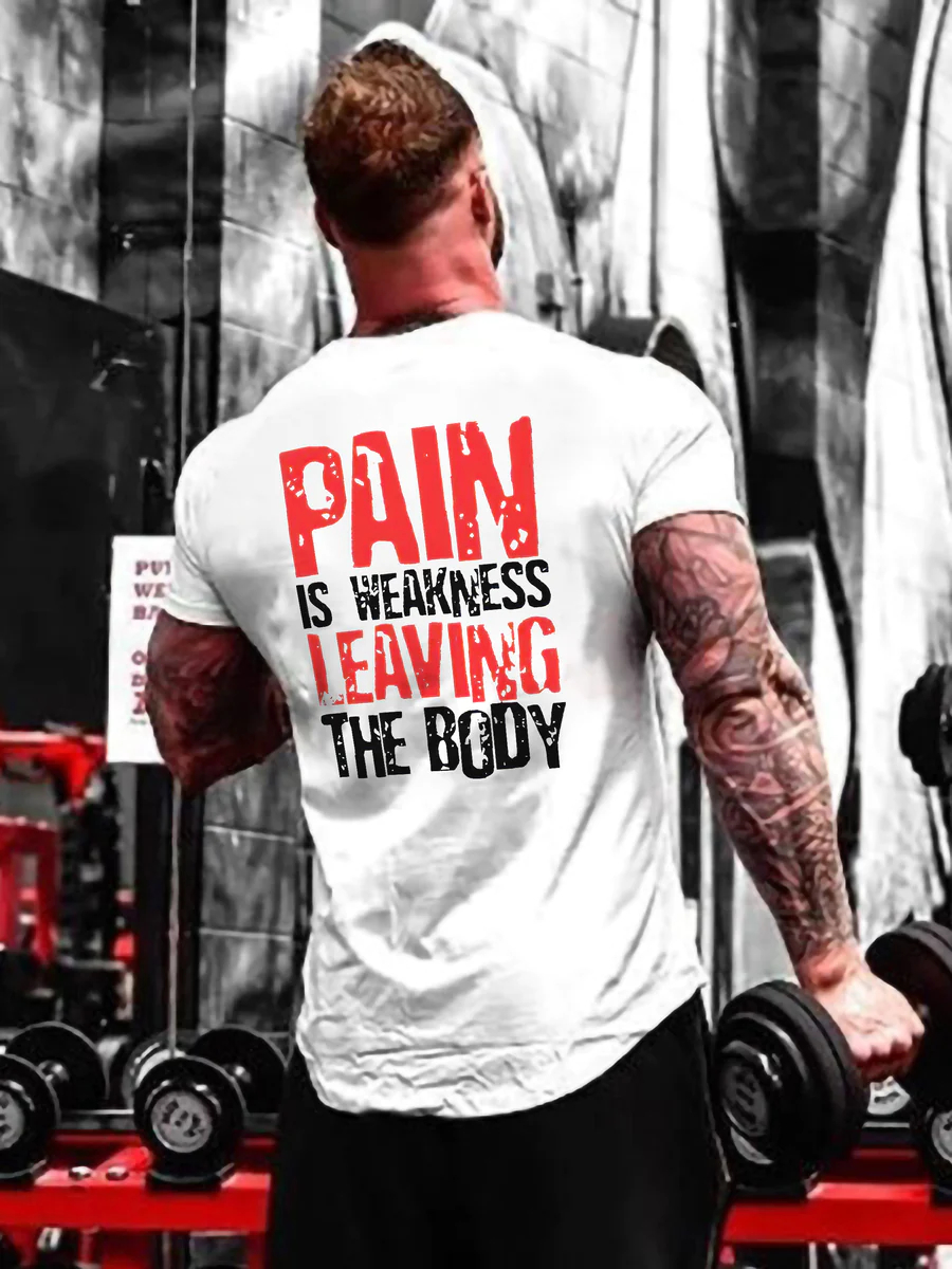 Pain Is Weakness Leaving The Body Printed T-shirt - White - 2XL - image 1