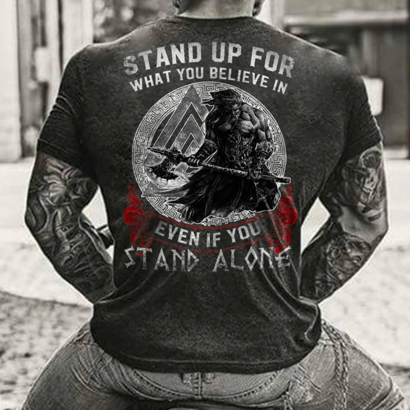 Viking Stand Up For What You Believe In Even If You Stand Alone T-shirt - Black - 2XL - image 2