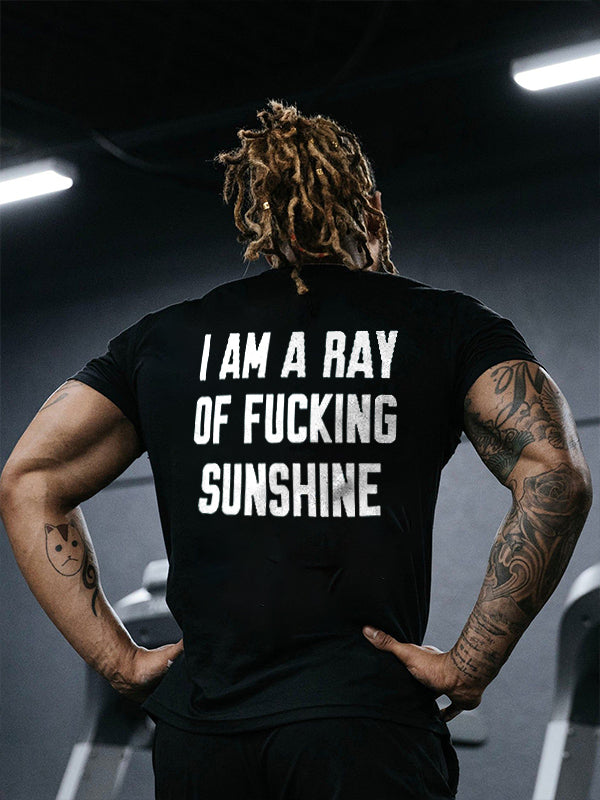 I Am A Ray Of Fxxking Sunshine Print Men's T-shirt - Black - 2XL - image 1