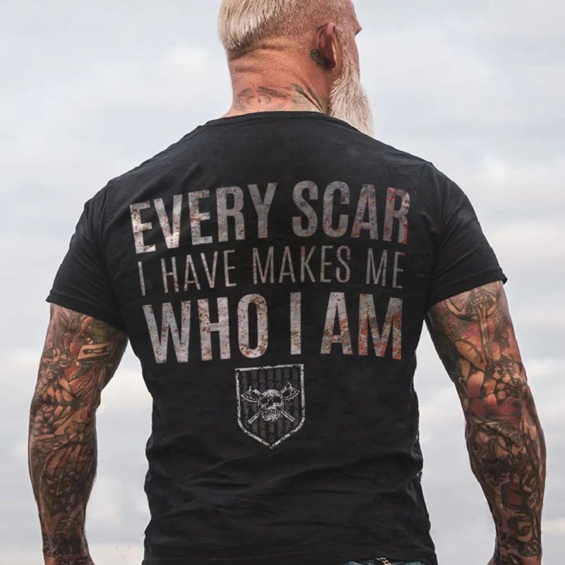 Every Scar I Have Makes Me Who I Am Printed Men's T-shirt - Black - 2XL - image 1