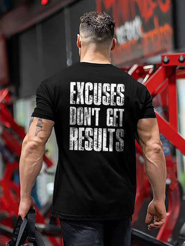 Excuse Don't Get Results Printed T-shirt - Black - 2XL - image 1