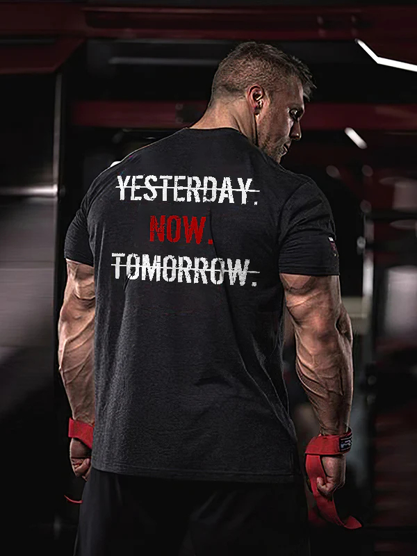 Yesterday Now Tomorrow Printed Casual T-shirt - Black - 2XL - image 1