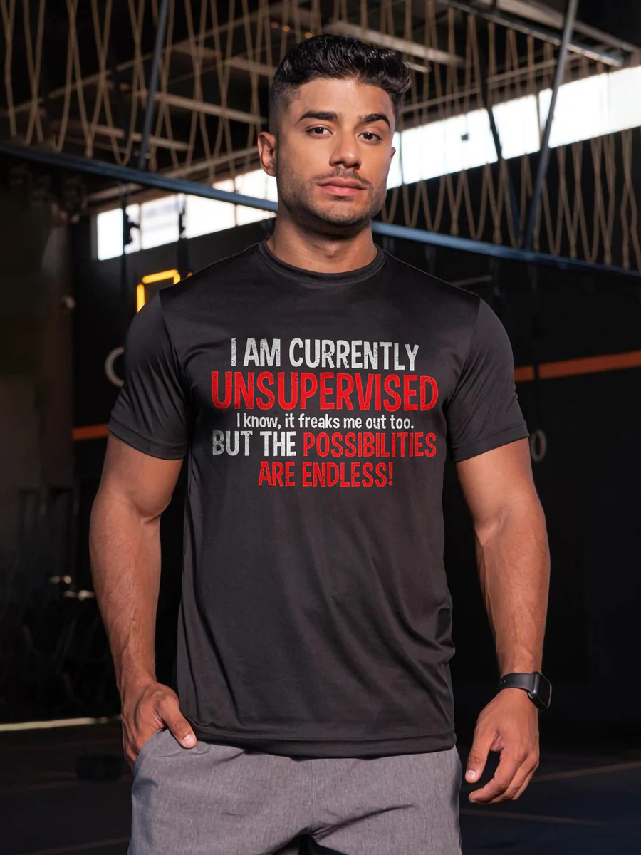 I Am Currently Unsupervised Printing T-shirt - Black - 2XL - image 1
